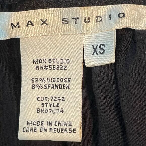 Max Studio Off The Shoulders Top Black Knit‎ Ruffle Short Sleeves Pull-Over XS - Picture 4 of 5